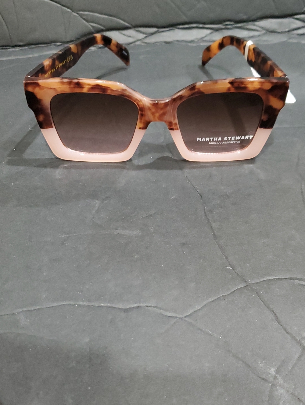 Martha Stewart MS303 brown tortoiseshell and pink colorblock square sunglasses